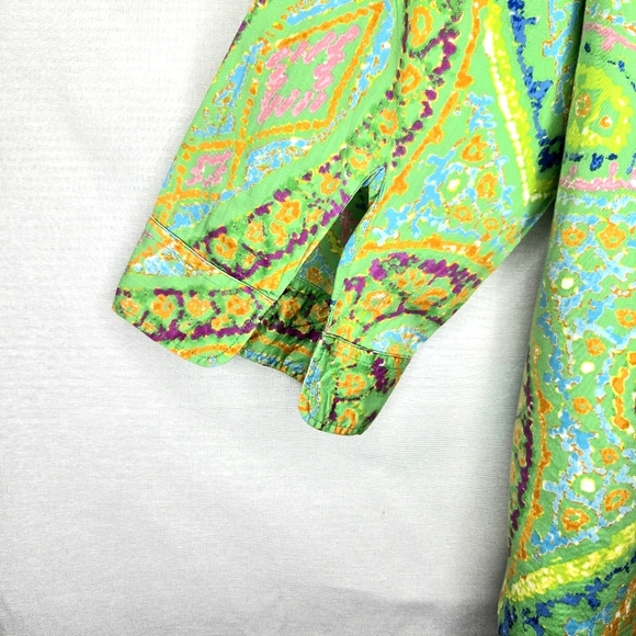 Lauren Ralph Lauren 3/4 Sleeve Paisley Print Blouse/top. Pink/green. 2X - Picture 12 of 12